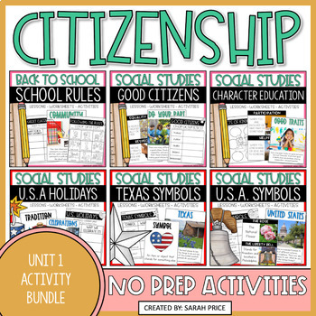 Preview of 2nd & 3rd Grade Social Studies Citizenship Bundle - Character Education Lessons