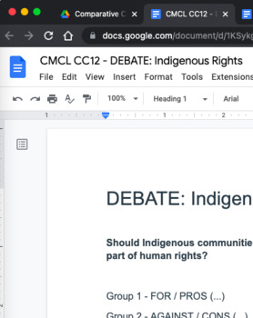 Preview of Social Studies - CMCL CC12 - DEBATE: Indigenous Rights