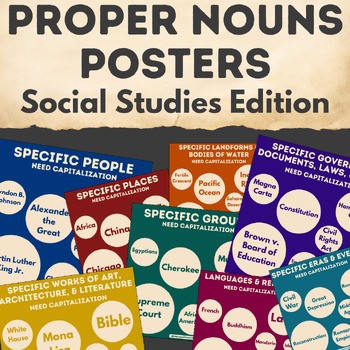 Preview of Capitalization of Proper Nouns Grammar Posters for Social Studies