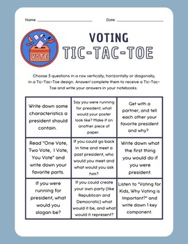 Preview of Social Studies Choice Board: Voting