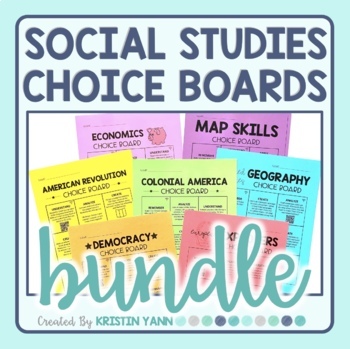 Preview of Social Studies Choice Boards Bundle - Extension Activities - Print & Digital