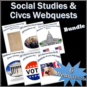 Preview of Social Studies / Civics Webquest Activity Bundle + Vocab Quizzes