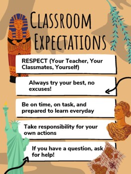 Social Studies Classroom Expectations Poster by Scientifically Possum  Creations