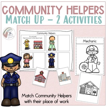 Preview of Community Helpers Interactive Activity | Match Up Occupations & Places of Work|