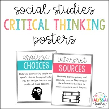 Preview of Social Studies Critical Thinking Skills Posters | Bulletin Board