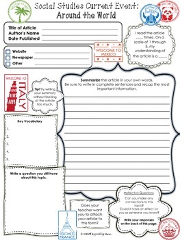 Current Event Worksheets World by Created by Kelly Ann TPT