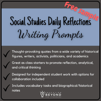 Preview of Social Studies Daily Warm Ups - Free Sample 7 Writing Prompts
