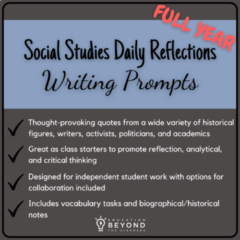Preview of Social Studies Daily Warm Ups - Full Year of Writing Prompts