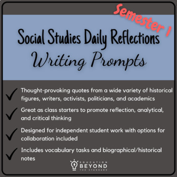 Preview of Social Studies Daily Warm Ups | Writing Prompts | Semester 1