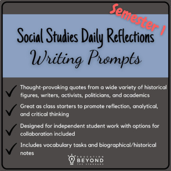 Preview of Social Studies Daily Warm Ups | Writing Prompts | Semester 1 Digital