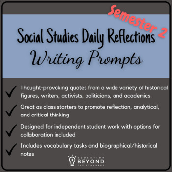 Preview of Social Studies Daily Warm Ups | Writing Prompts | Semester 2