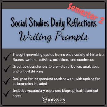 Preview of Social Studies Daily Warm Ups | Writing Prompts | Semester 2 Digital