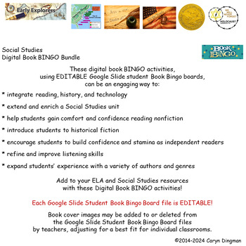 Preview of Social Studies Children's Literature Digital Book BINGO Bundle