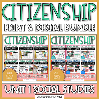 Preview of Citizenship Class Community US Holidays 2nd & 3rd Grade Social Studies Bundle