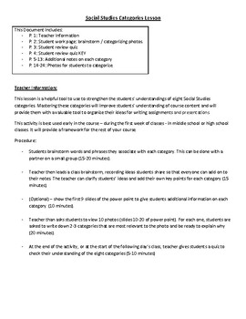 Preview of Social Studies Intro Lesson - Understanding the 8 Categories