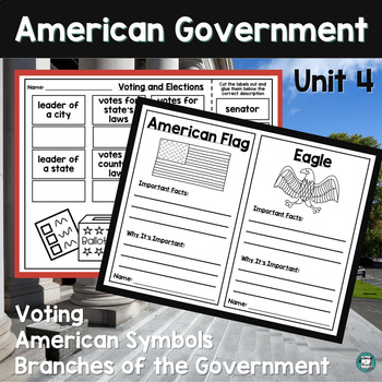 Preview of Social Studies 1st Grade: 3 Branches of Government, Voting, American Symbols - 4