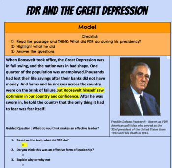 Preview of Social Studies FDR and The Great Depression 