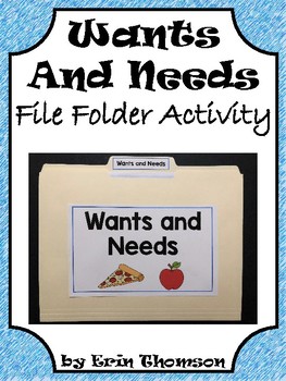 Preview of Social Studies File Folder Activity ~ Wants and Needs