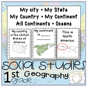 Preview of Social Studies Folder: First Grade Geography - Where are you on a map?