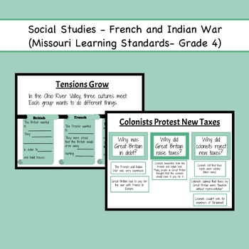 Preview of Social Studies- French and Indian War (Grade 4- Missouri Learning Standards)