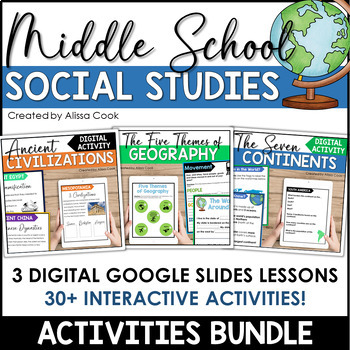 Preview of Digital Middle School Social Studies Activities | 6th Grade SS | Google Slides