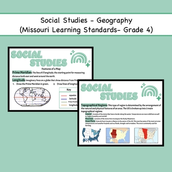 Preview of Social Studies- Geography (Grade 4- Missouri Learning Standards)