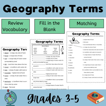 Preview of Social Studies Geography Vocabulary Practice Worksheets