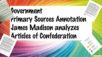 Preview of Social Studies Government History Madison Articles of Confederation Reading