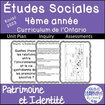 Preview of 2023 Ontario Social Studies FRENCH Grade 4 Etudes Sociales Unit A  PDF & GS