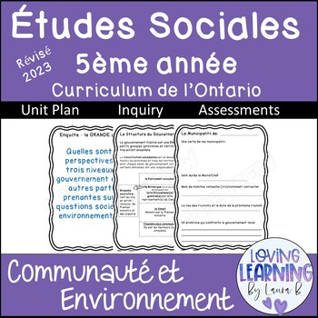Preview of 2023 Ontario Social Studies Gr 5 FRENCH Etudes Sociales Strand B  PDF & GS