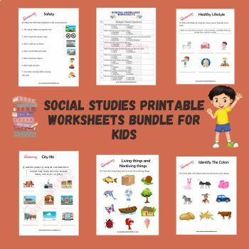 Preview of Social Studies Grade 1 Printable Worksheet Bundle 