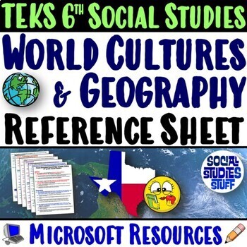 Preview of Social Studies Grade 6 TEKS Reference Guide | Texas SS Standards World Cultures