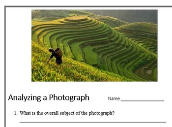 Preview of Social Studies - Graph and Chart Skills (6) Analyzing a Photograph worksheet