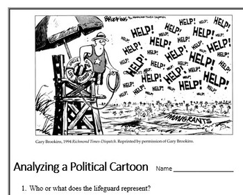 Preview of Social Studies - Graph and Chart Skills (8) Analyzing  Political Cartoon