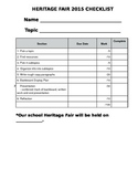 Social Studies / Heritage Fair Inquiry Student Package and Rubric