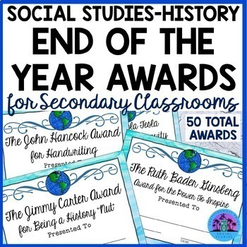 Preview of Social Studies History Awards Certificates End of the Year Awards