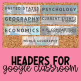 Social Studies | History | Google Classroom Headers GROWIN