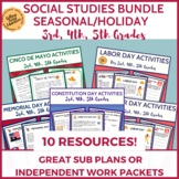 Social Studies Holiday Bundle 3rd 4th 5th Grades Sub or In