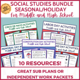 Social Studies Holiday Bundle Middle or High School Sub or