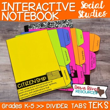 Preview of Social Studies Interactive Notebook: Divider Tabs (TEKS)