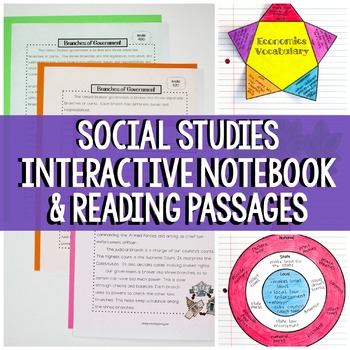 Preview of Social Studies Interactive Notebook & Passages Bundle | Distance Learning