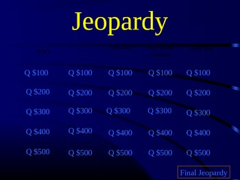 Preview of Social Studies Jeopardy SS5H1, H3, H4