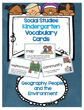 Preview of Social Studies Kindergarten Vocab Cards-Passport Geography, People, &Environment