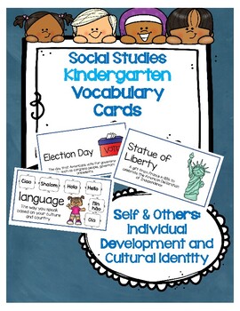 Preview of Social Studies Kindergarten Vocab Cards Passport:Self & Others