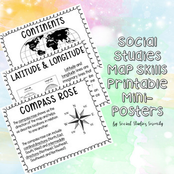 Preview of Social Studies Map Skills Posters Printable Bulletin Board Display