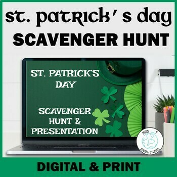 Preview of History of St Patrick's Day Scavenger Hunt and presentation March activities