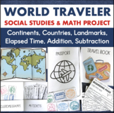 Math Social Studies Travel Research Project PBL Continents Elapsed Time Addition