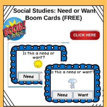 Preview of Social Studies: Need or Wants Boom Cards (FREE)