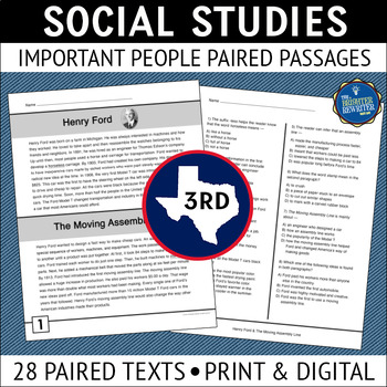 Preview of Social Studies Nonfiction Paired Texts Reading Passages 3rd Grade