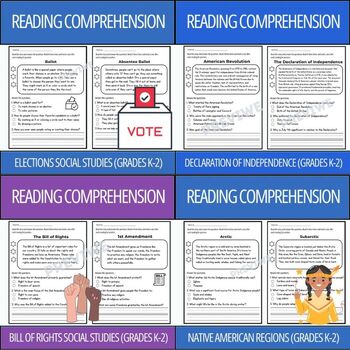 Preview of Social Studies Nonfiction Reading Comprehension Passages Bundle (Grades K-2)